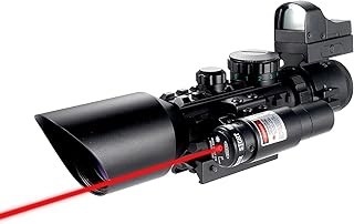 3-10X40 Tactical Rifle Scope Red Laser & Holographic Red...