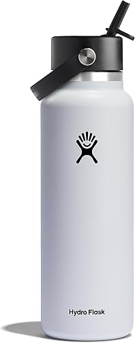 Miniatura 34 de Hydro Flask Botella de agua – Acero inoxidable aislado – Tapa flexible con popote de boca ancha, antiderrames, a prueba de fugas y recargable en 32