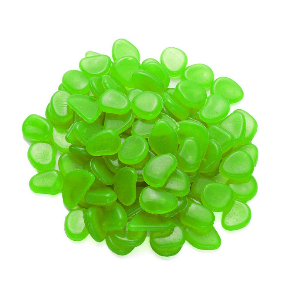 100Pcs Verde Pietre Luminosi Ciottoli Luminosi Fluorescenti Luminose incandescenza nel Buio Pietre Rocce Ghiaia per casa Giardino passerella Acquario Decorazione