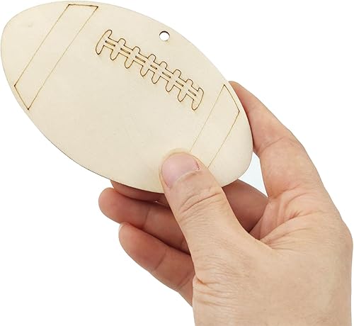 Miniatura 2 de Paquete de 32 recortes de madera para casco de fútbol y casco de fútbol en forma de rebanadas de madera, temática de fútbol, deportes, adornos