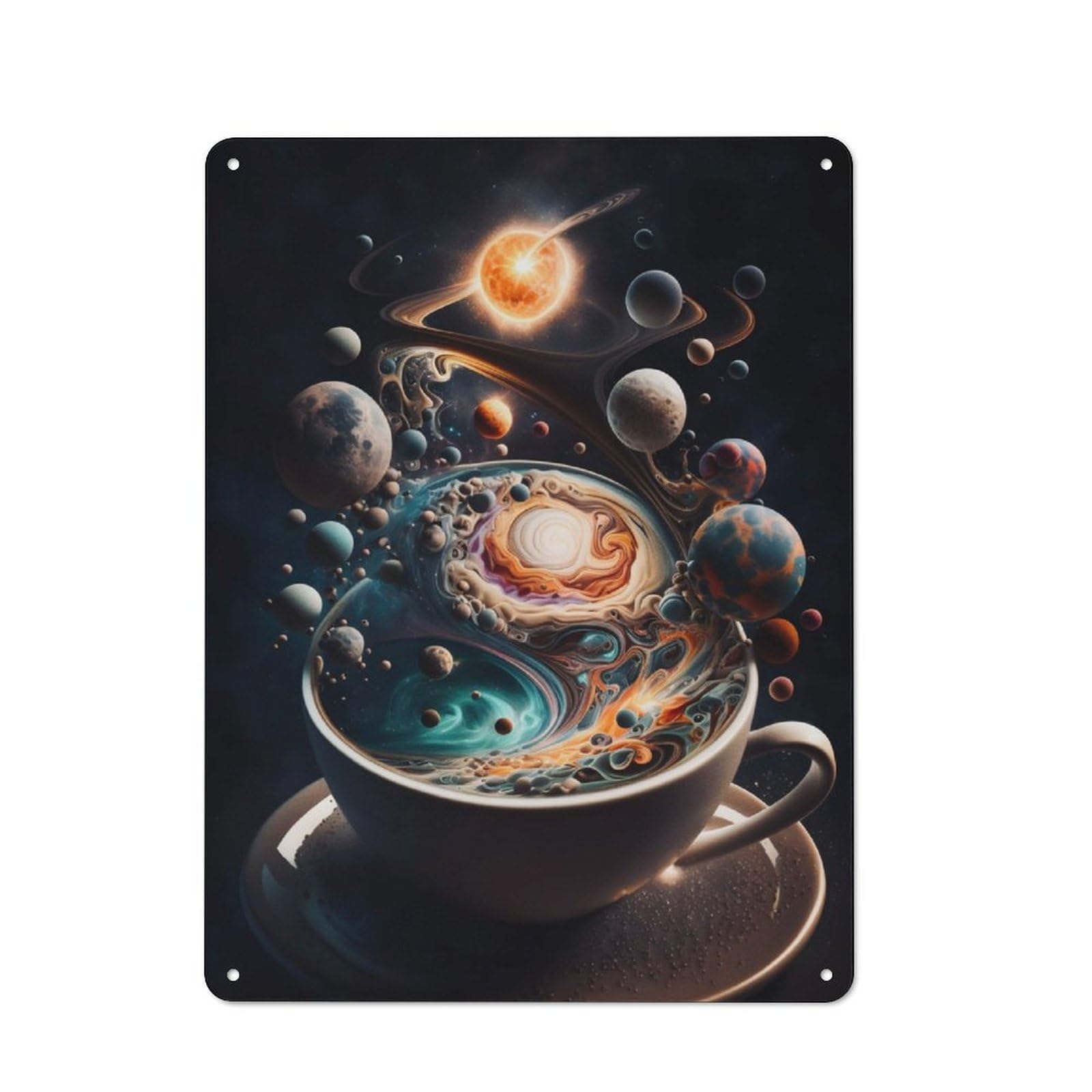 Junmoney Coffee Planet 1 For Lounge Or Reading Corner, Retro Metal Plaque 40X30cm, For Vintage Wall Decor Fans, For Metal Sign Collectors