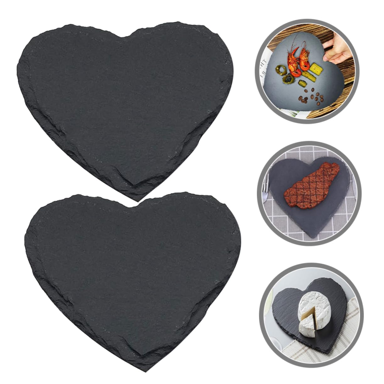 Cabilock 2piezas Platos Para Carne De Pizarra Natural Corazón Para Servir y Guardar Diseño Único