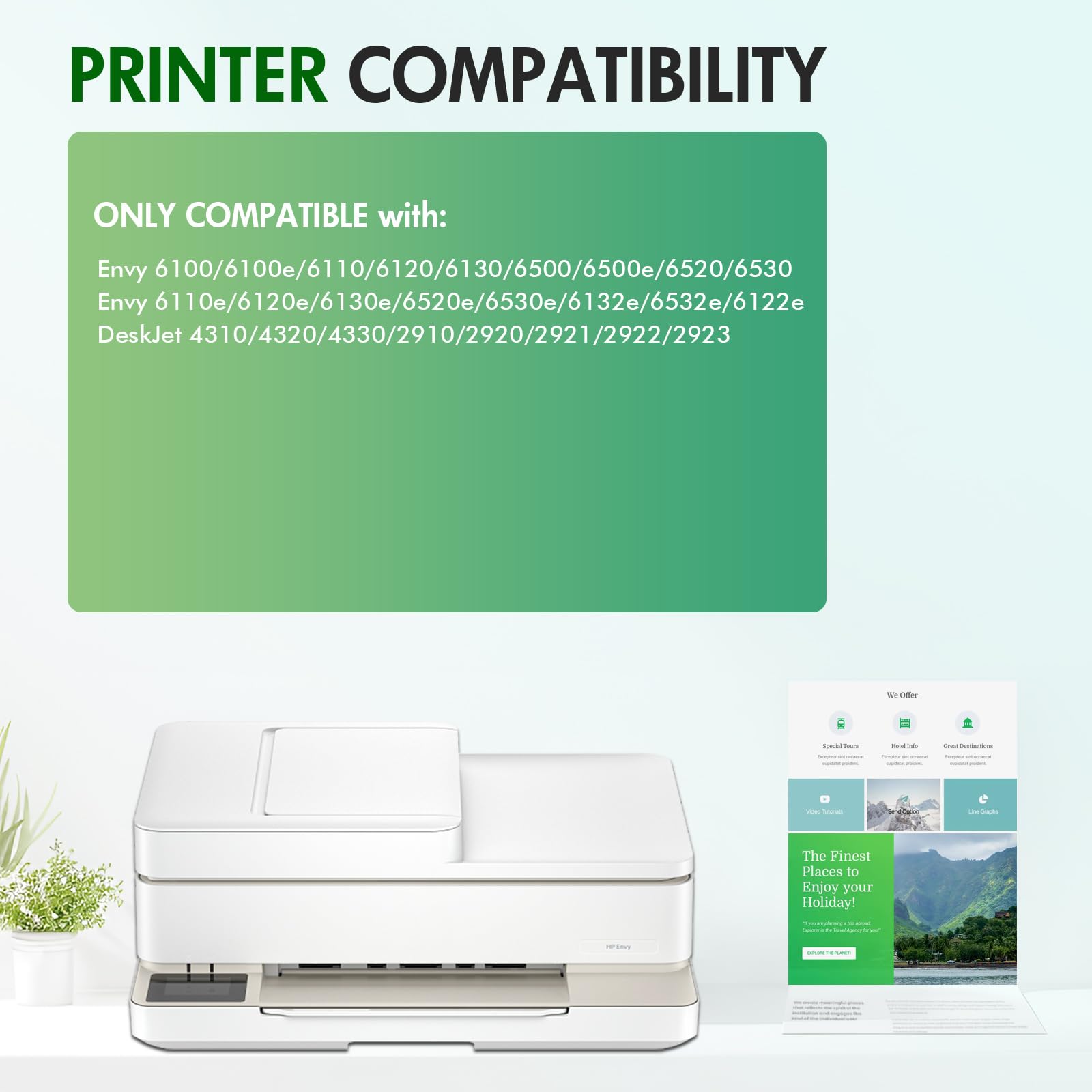 Toner Bank 308XL - Cartuchos de Tinta para HP Envy 6110e 6120e 6122e 6130 6132e 6532e (1 Color Negro)