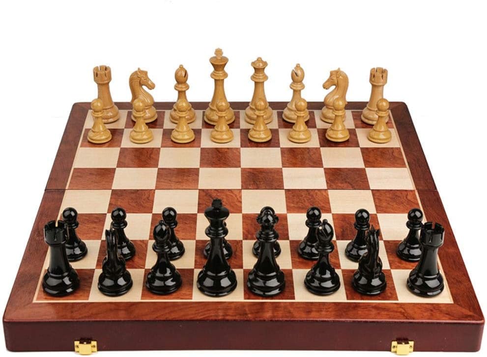 Chess Large Game Board 52cm52cm with Interior Storage Gift Family Game Folding Chess Board King Height 11cm Chess Set
