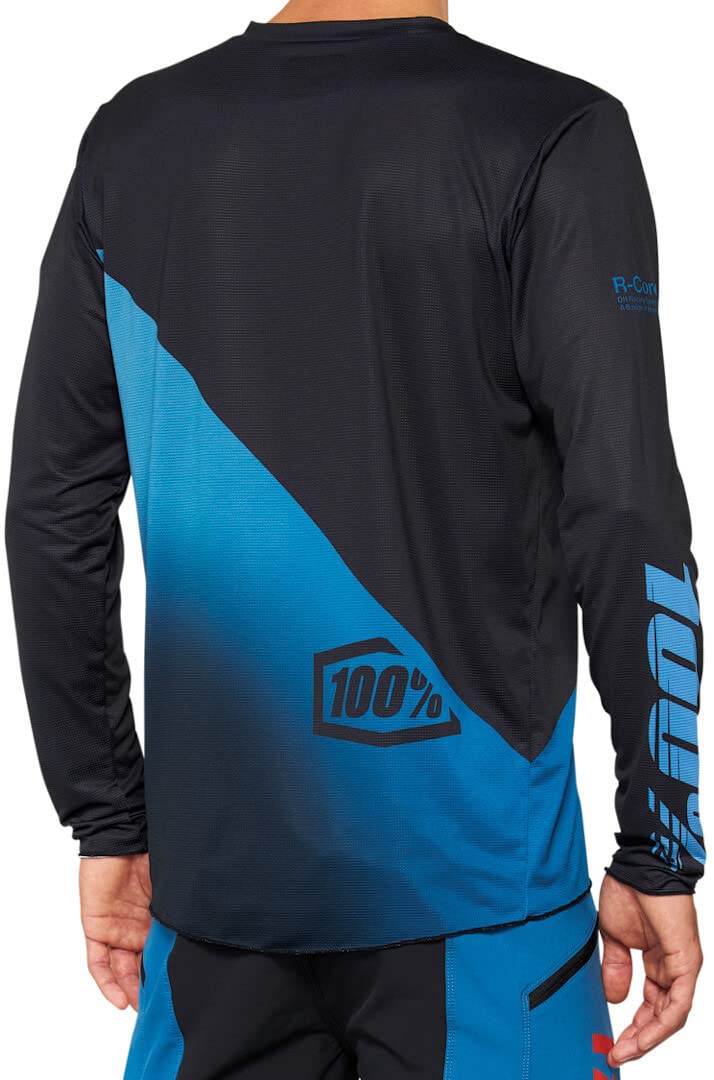 100% MTB Wear R-Core-x Long Sleeve Jersey Black/Slate Blue-M Maglietta, Grigio, L-XL Unisex-Adulto