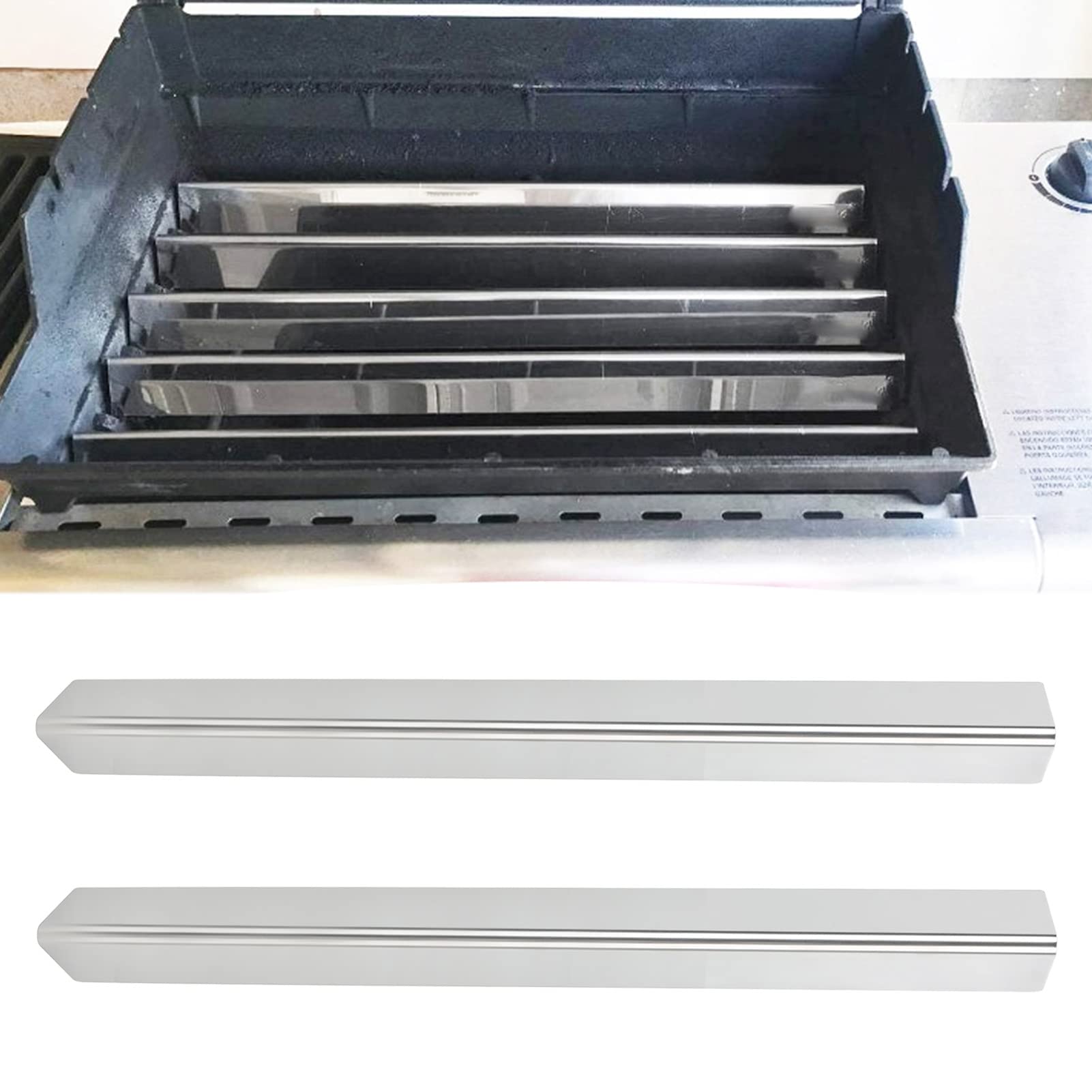 2 Pezzi di Protezione per Piastra Termica per griglia in Acciaio Inossidabile, Resistente alla ruggine, Sostituzione della Tenda Termica per Barbecue per Accessori per Grill a Gas