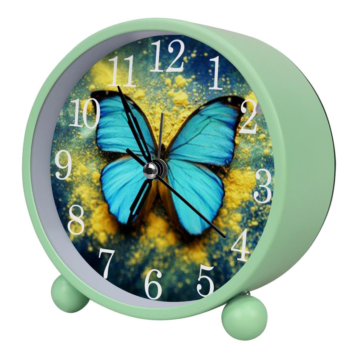 Luoweisi Alarm Clock Butterfly, Silent Non-Ticking with Night Light