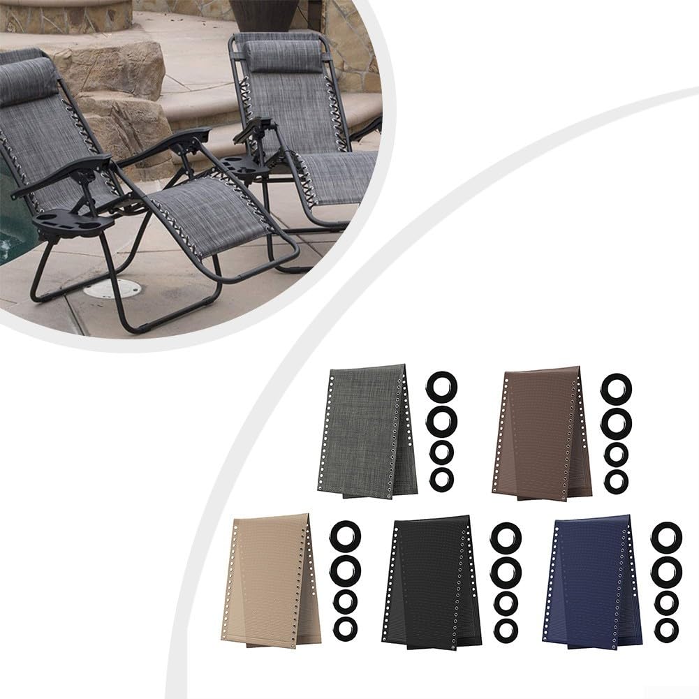 Schwerelosigkeitsstuhl Ersatzbezug 160x48 cm mit Seilen, Wetterfester Liegenstoff für Garten Camping Strand, Reparaturset inkl. Lange und Kurze Schnüre, Blau Grau Schwarz Beige(Gray)