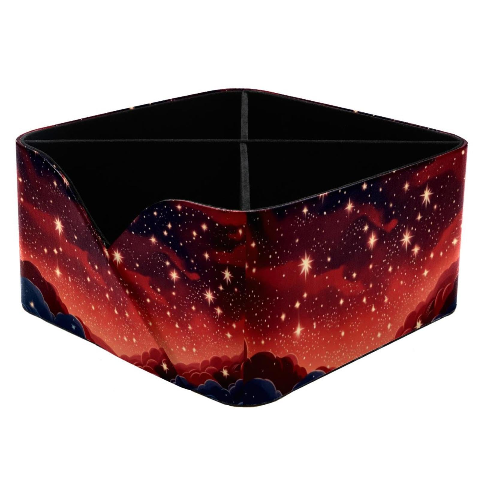 Boîte de rangement pour cosmétiques et ciel étoilé rouge comme porte-stylos