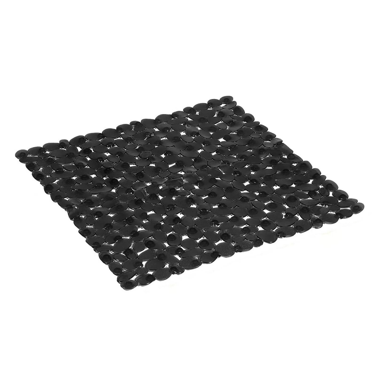 Tappeto Antiscivolo Vasca Tappetino doccia in PVC trasparente 20,5x21" | Ventose potenti e fori di drenaggio rapido antiscivolo(Black)