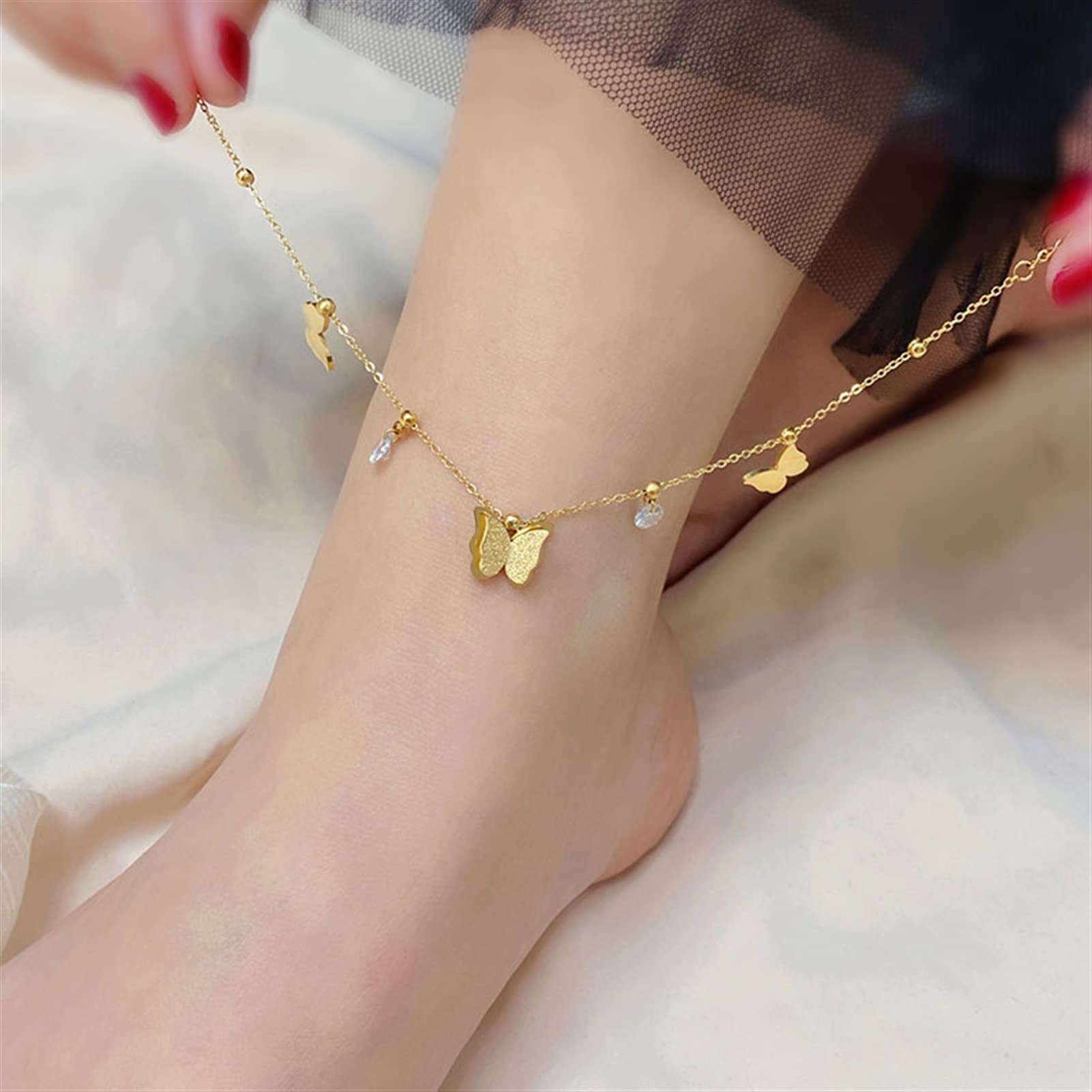Tobillera/Tobilleras Tobillera para Mujer, Tobillera Simple chapada en Oro Amarillo de 18 Quilates, Apta para Cualquier ocasión, Pulseras de Tobillo
