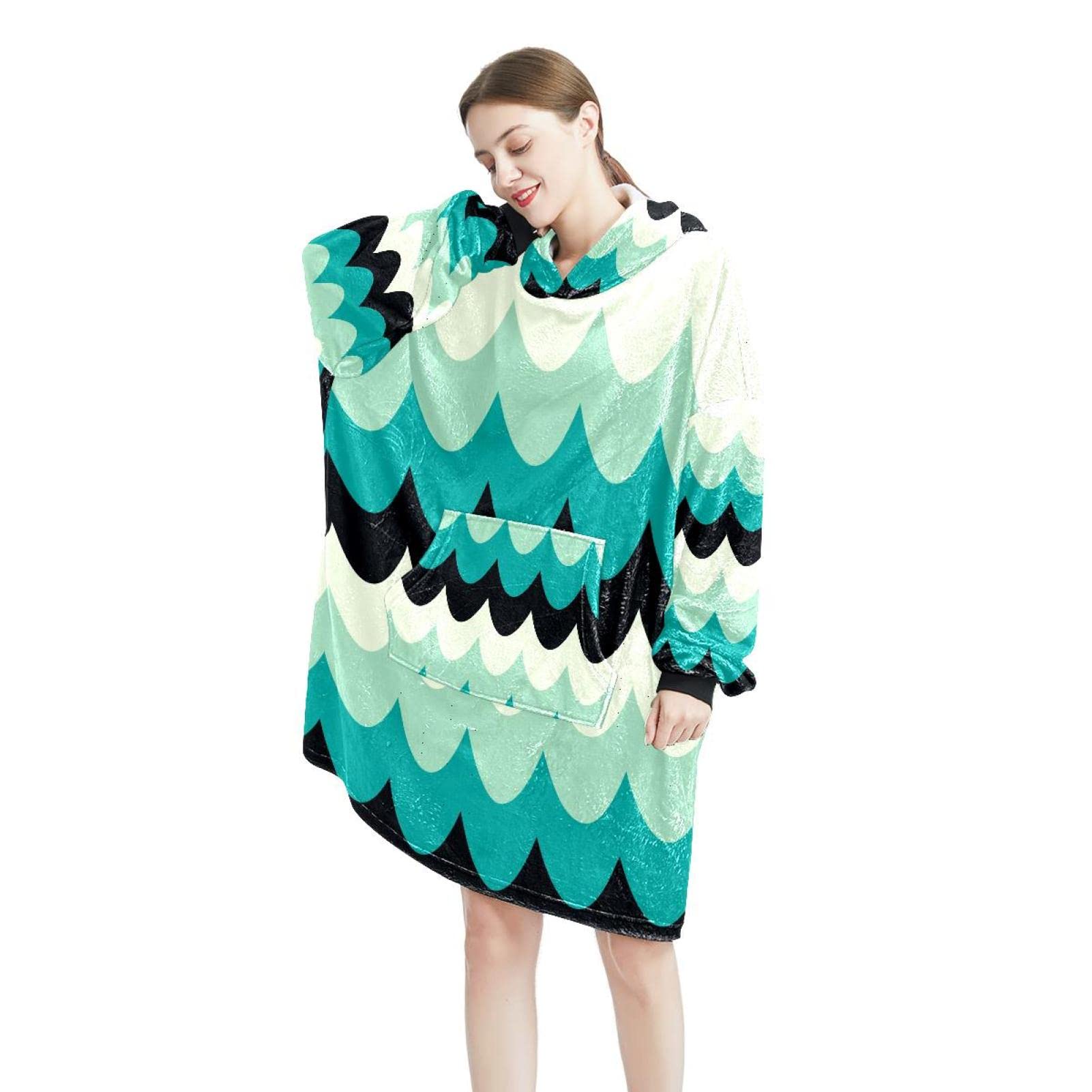 Poręczny koc bluza z kapturem morska Japonia oversize z kapturem dla kobiet, wygodna bluza, wielobarwny, rozmiar uniwersalny