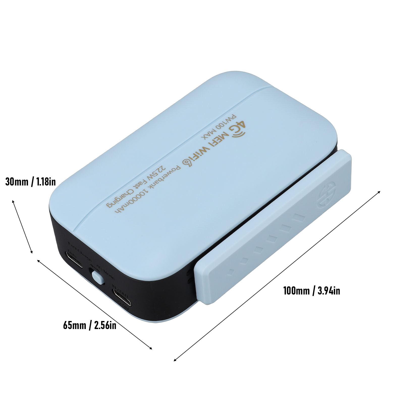 Qcwwy Hotspot LTE Portatile, Router da Viaggio WiFi 6 con Slot SIM, Ricarica Rapida 300Mbps 10000mAh, Supporta 16 Dispositivi, Configurazione in 30 Secondi per Viaggiatori d'affari per Uso Esterno