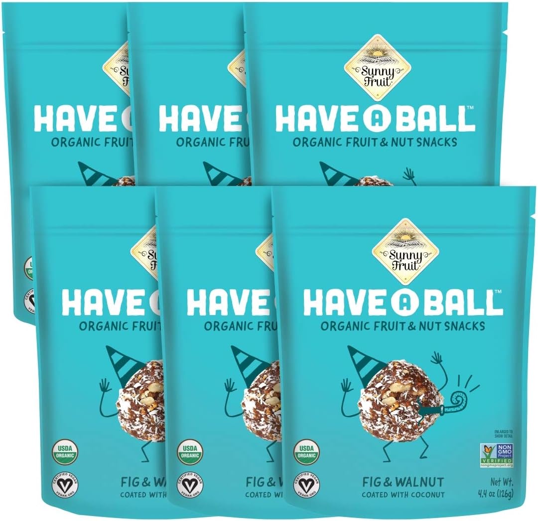 100% RAW Fruit & Nut Snacks, Fig & Walnut, 6-Pack (9 Balls Per Bag) | No Sugar Added | Healthy, Convenient, On-the-Go Energy Balls | ORGANIC, VEGAN, GLUTEN-FREE, KOSHER