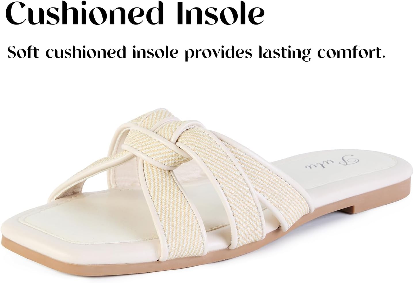 Putu Women's Flat Sandals Square Toe Slide Sandals Braided Sandals for Vacation - Image 5