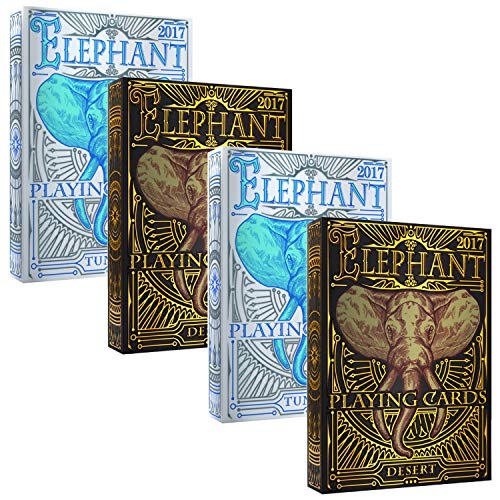 Double Elephant 4-Deck Bundle: Buy Together and Save 15% On Elephant Desert & Elephant Tundra - Deck of Cards, Premium Card Deck, Cool Poker Cards