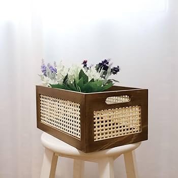 Amazon.co.jp: KLKCMS 木 木枠収納バスケット 木製編み
