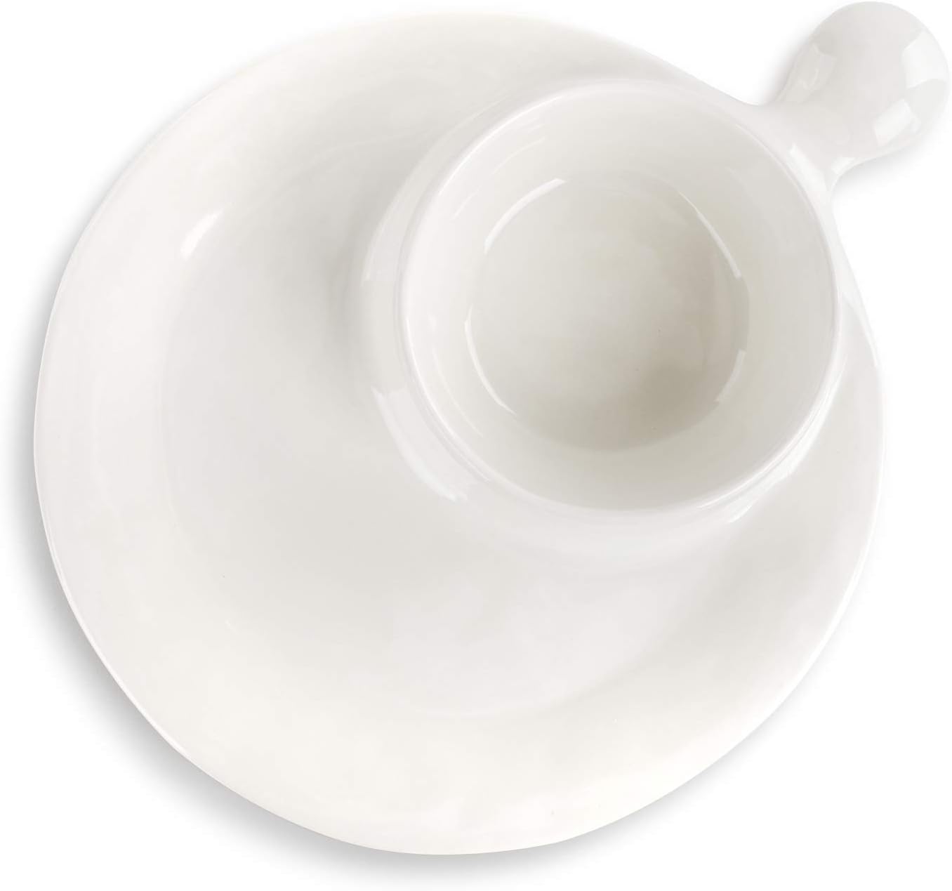 Demdaco Artisan Divided Glossy Cream 9 x 9 Ceramic Stoneware Soup and Sandwich Plate