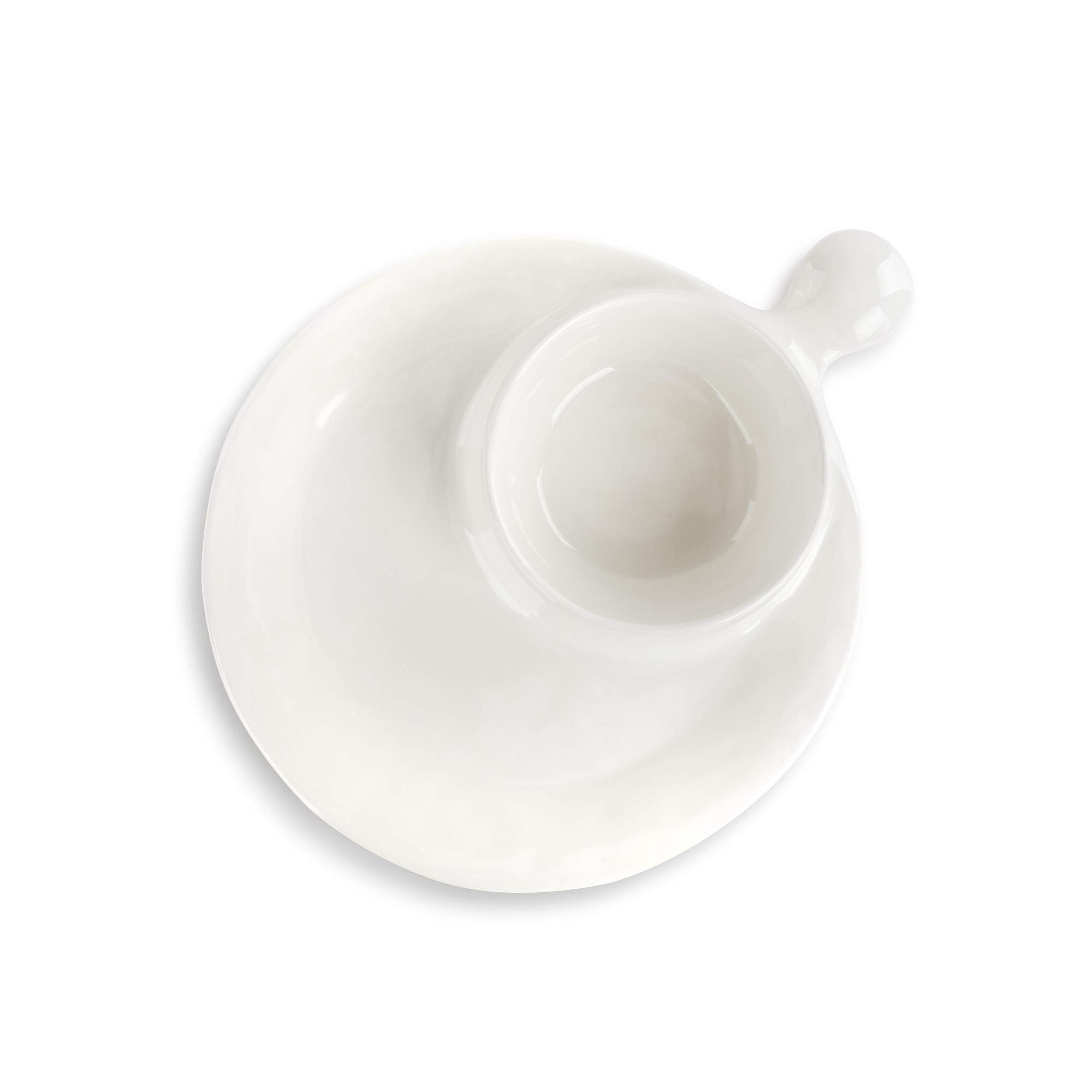 Demdaco Artisan Divided Glossy Cream 9 x 9 Ceramic Stoneware Soup and Sandwich Plate