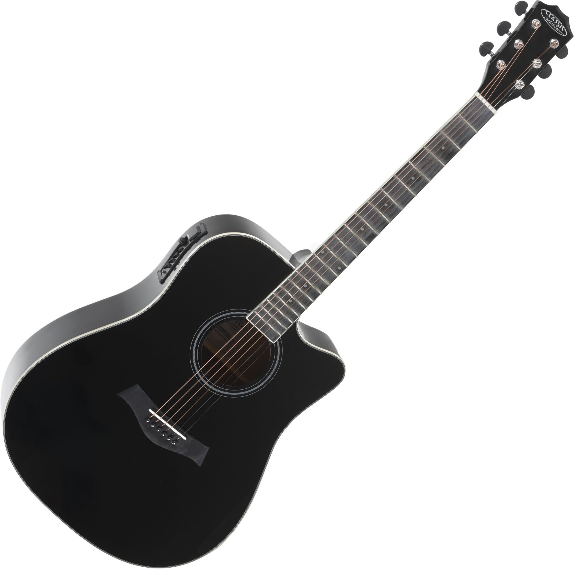 Classic Cantabile WS-20 BKEQ Dreadnought Westerngitarre - Akustikgitarre mit Stahlsaiten - Gitarre mit Tonabnehmer und 3-Band Equalizer - Geschlossene und Gummierte Chrom-Mechaniken - Schwarz