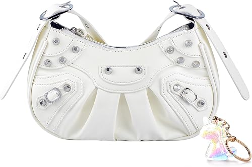 Miniatura 1 de IwIeIaIrI Bolsos de hombro para mujer, estilo punk, bolso cruzado retro de cuero con monedero