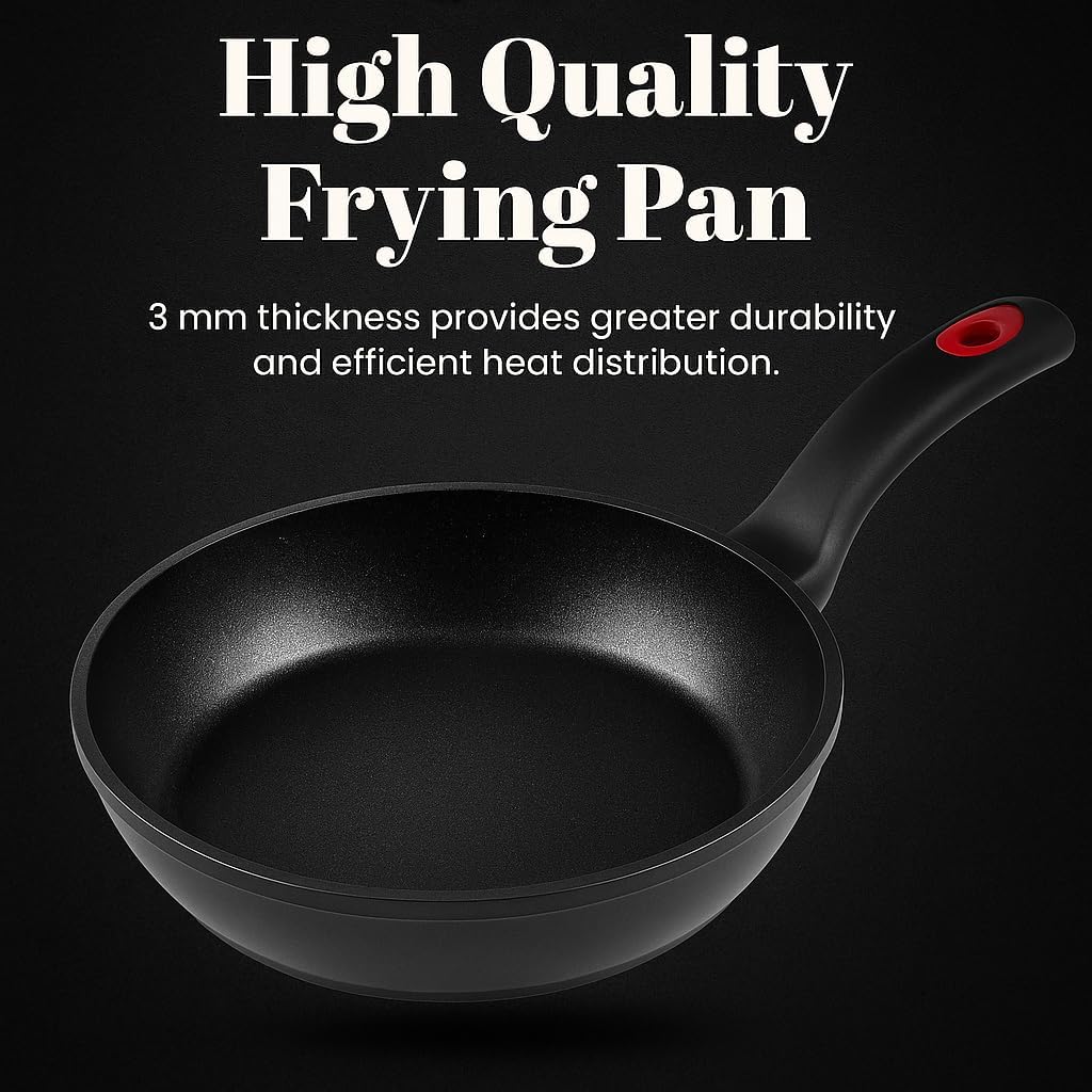 WECOOK! Ecostone Frying Pan, 24 cm, Induction, Non-Stick, XYLAN Plus Eco-Friendly PFOA Free, Forged Aluminium, Thickness 4 mm, Ceramic, Gas, Dishwasher