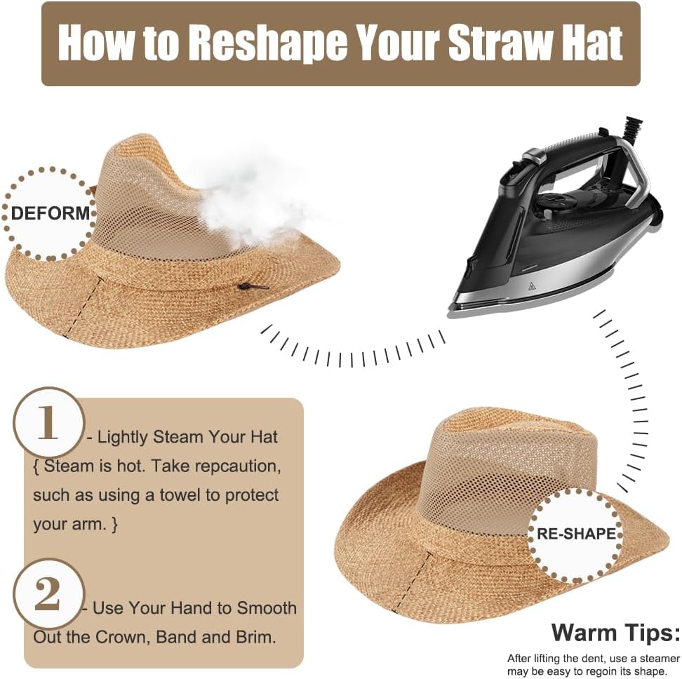 Wide Brim Straw Panama Hat Fedora Beach Sun Hat UPF50+ Unisex Fishing Hats - Image 7