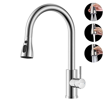 APPASO 不锈钢厨房龙头带导喷臂 360°旋转 单孔水槽龙头