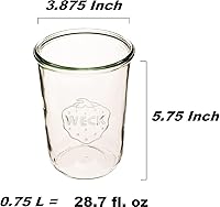 Vista 2 de Weck - Tarros de conservas 743 – Tarro de molde de Weck hecho de vidrio transparente – Ecológico – Contenedor de almacenamiento de alimentos