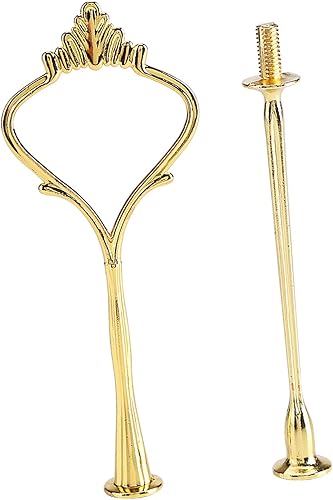 Miniatura 7 de Bandeja para cupcakes para tartas, mango para plato de frutas, soporte de montaje de hardware de 2 niveles, corona dorada