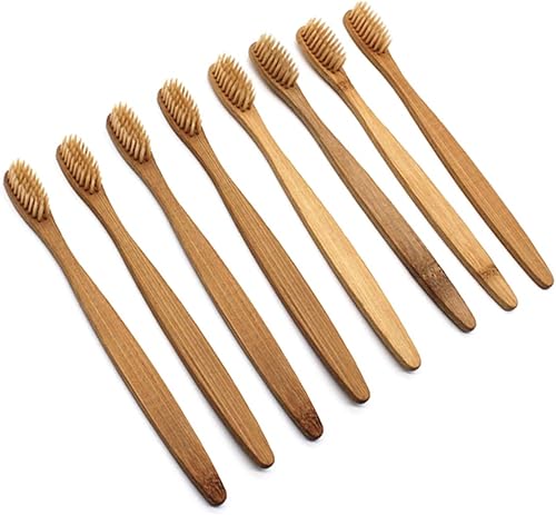 Miniatura 7 de Healifty Juego de 8 cepillos de dientes naturales de bambú para dientes sensibles