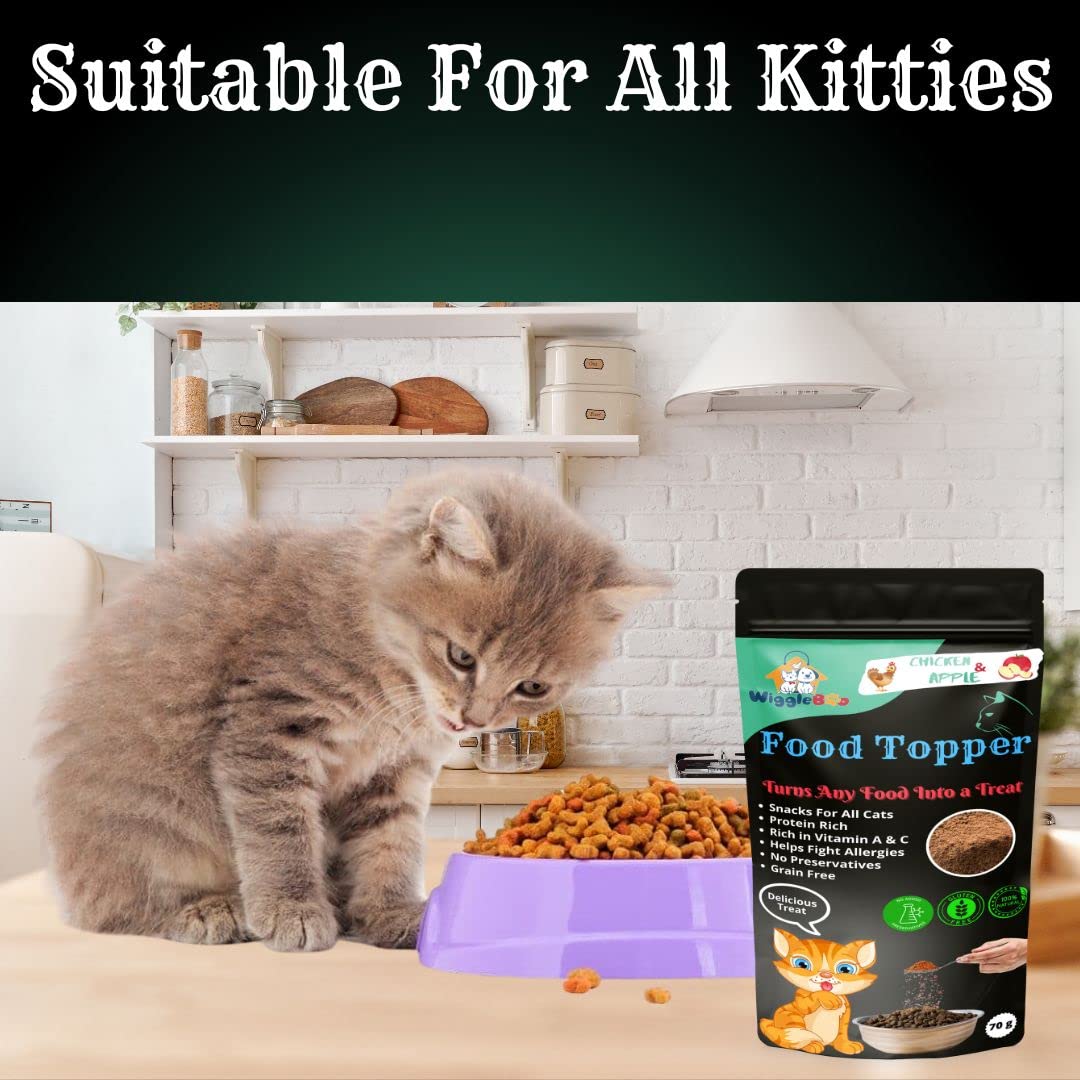 Wiggleboo Chicken & Apple Cat Topper - Irresistible Flavor Fusion for a Healthy Pet, The Perfect Snack to Satisfy Your Cat's Cravings, A Burst of Chicken & Apple Flavor to Delight Your Cat (70g) 3