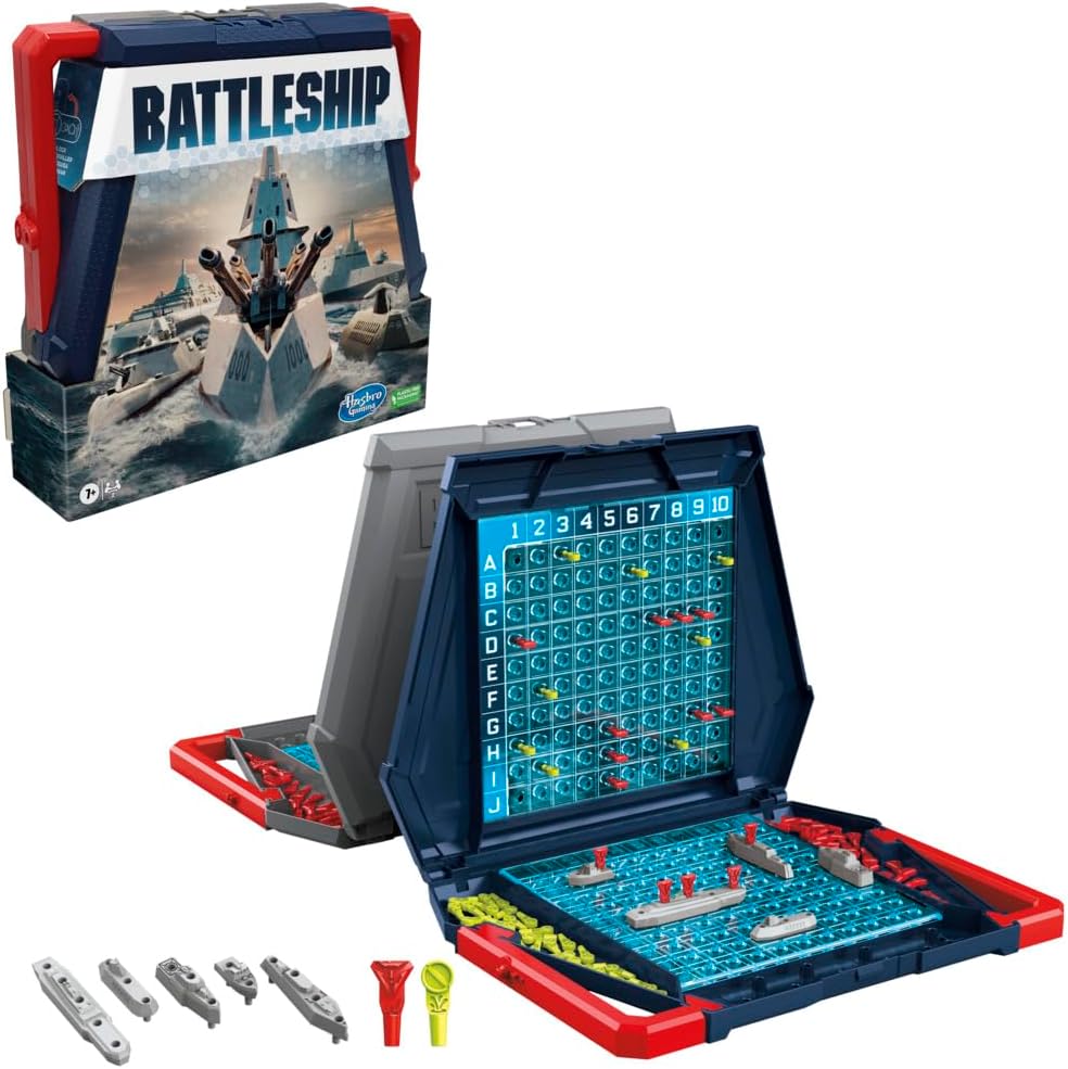 Battleship Classic Board Game, Strategy Game for Kids Ages 7 and Up, Fun Kids Game for 2 Players, Multicolor