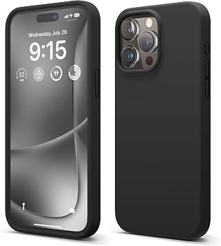 Merwish Apple iPhone 14 Pro Max Uyumlu  zel  peksi Dokunu  Hissi Veren  i Yumu ak Kadife Lansman Silikon K l f Kapak Siyah