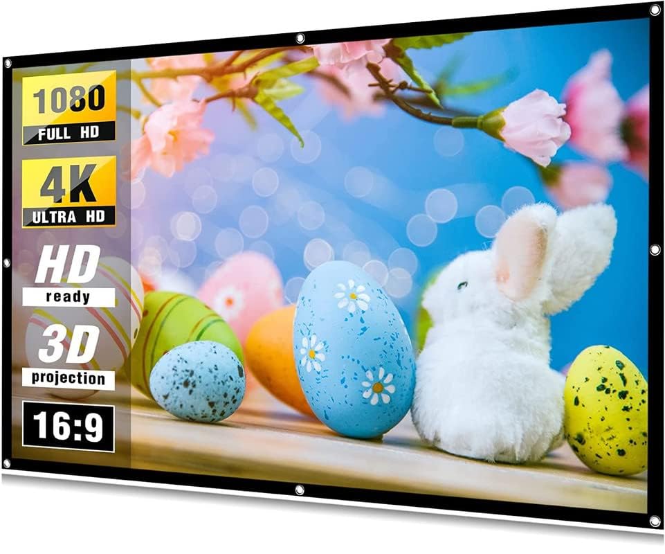 Image of 120 inch Inch Projector Screen Upgraded inch 16:9 HD Portable Eyelet Screen Premium Indoor Outdoor Anti-Crease Projection (105 inch Inch (W) x 59 inch Inch (H) - 120 inch Inch Diagonal)
