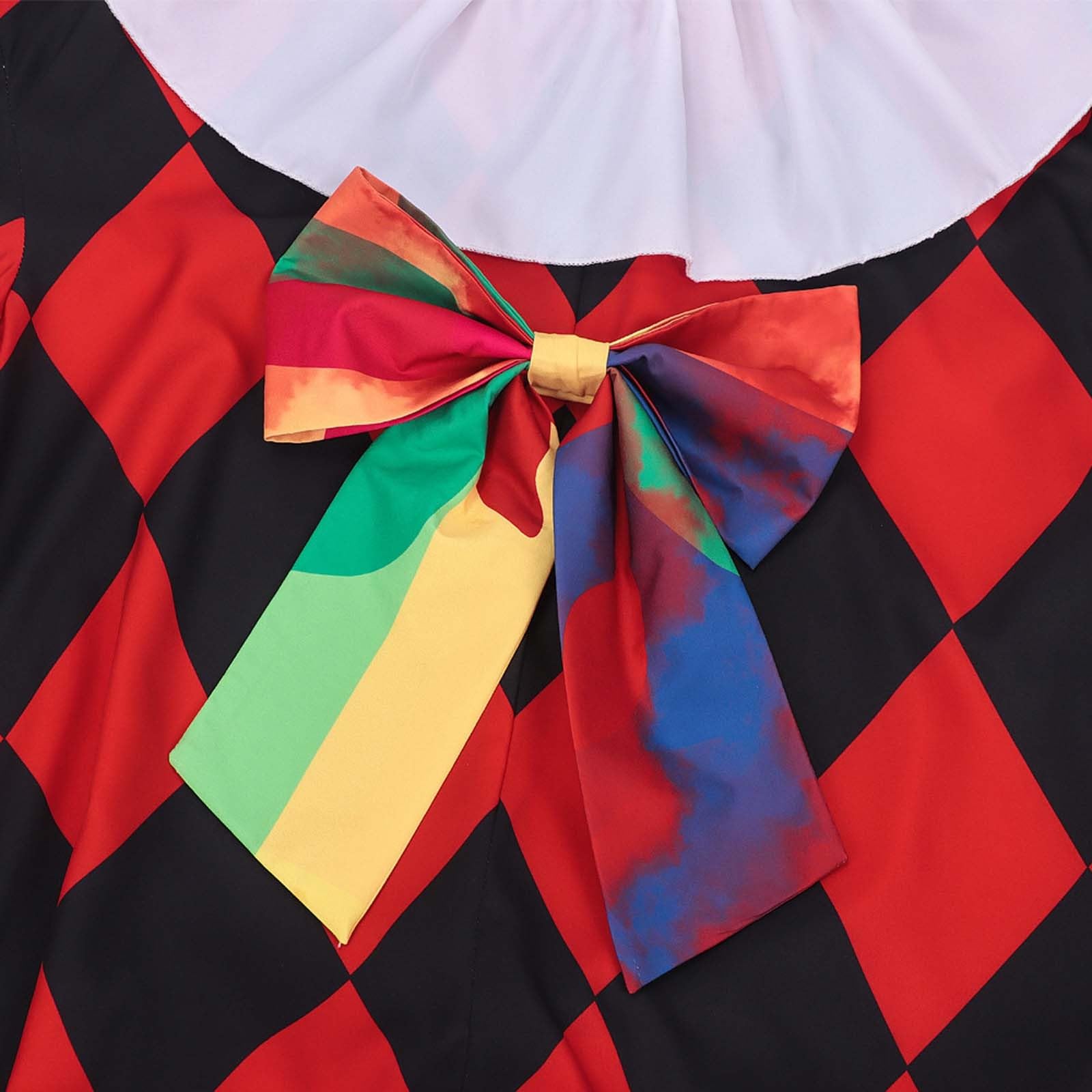 Tuta Colorata da Clown UnisexCompleto Arlecchino per Spettacoli Comici Set Costume da Clown del Circo per Uomo e Donna Accessorio per Feste