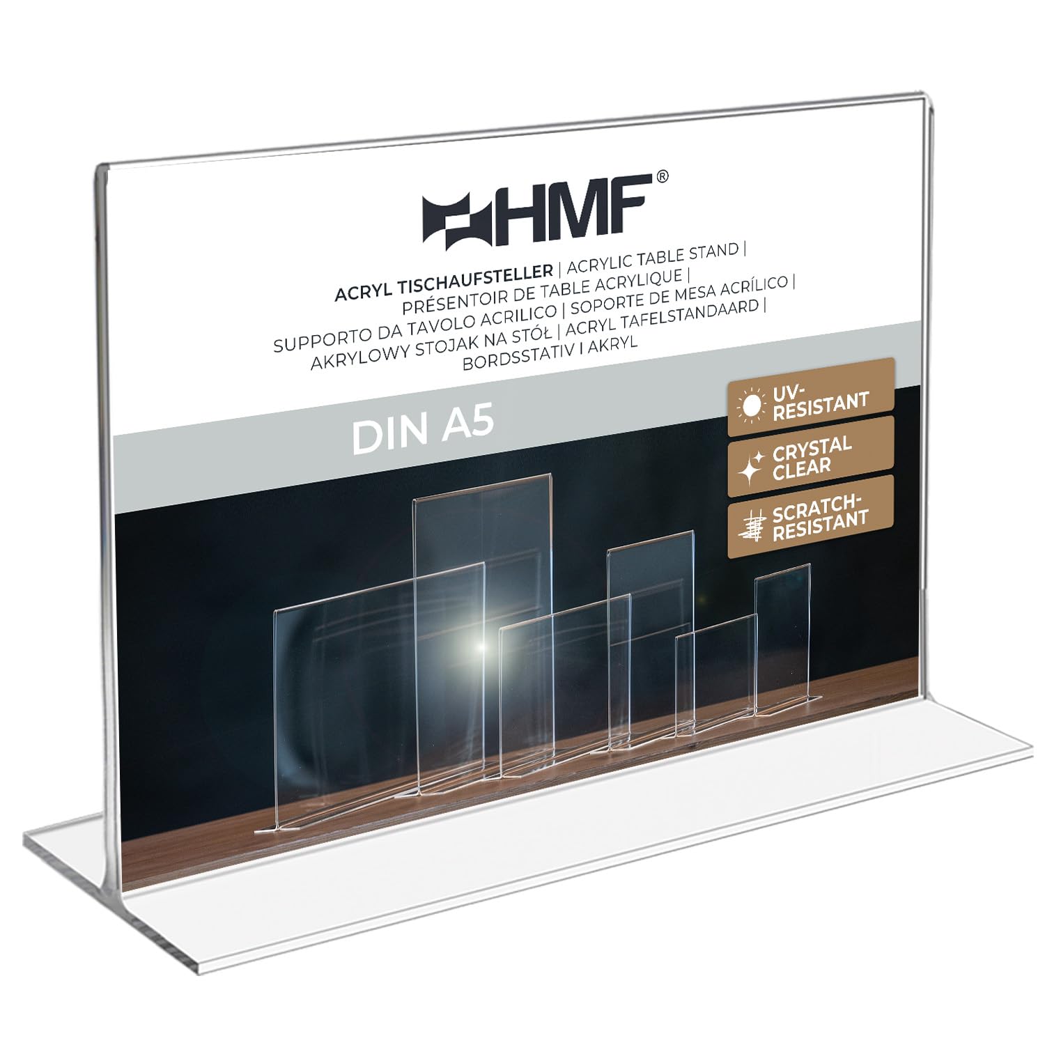 Hmf 1 Piece 46924 Acrylic Menu Holder Upright | Din A5 Landscape Format | Transparent