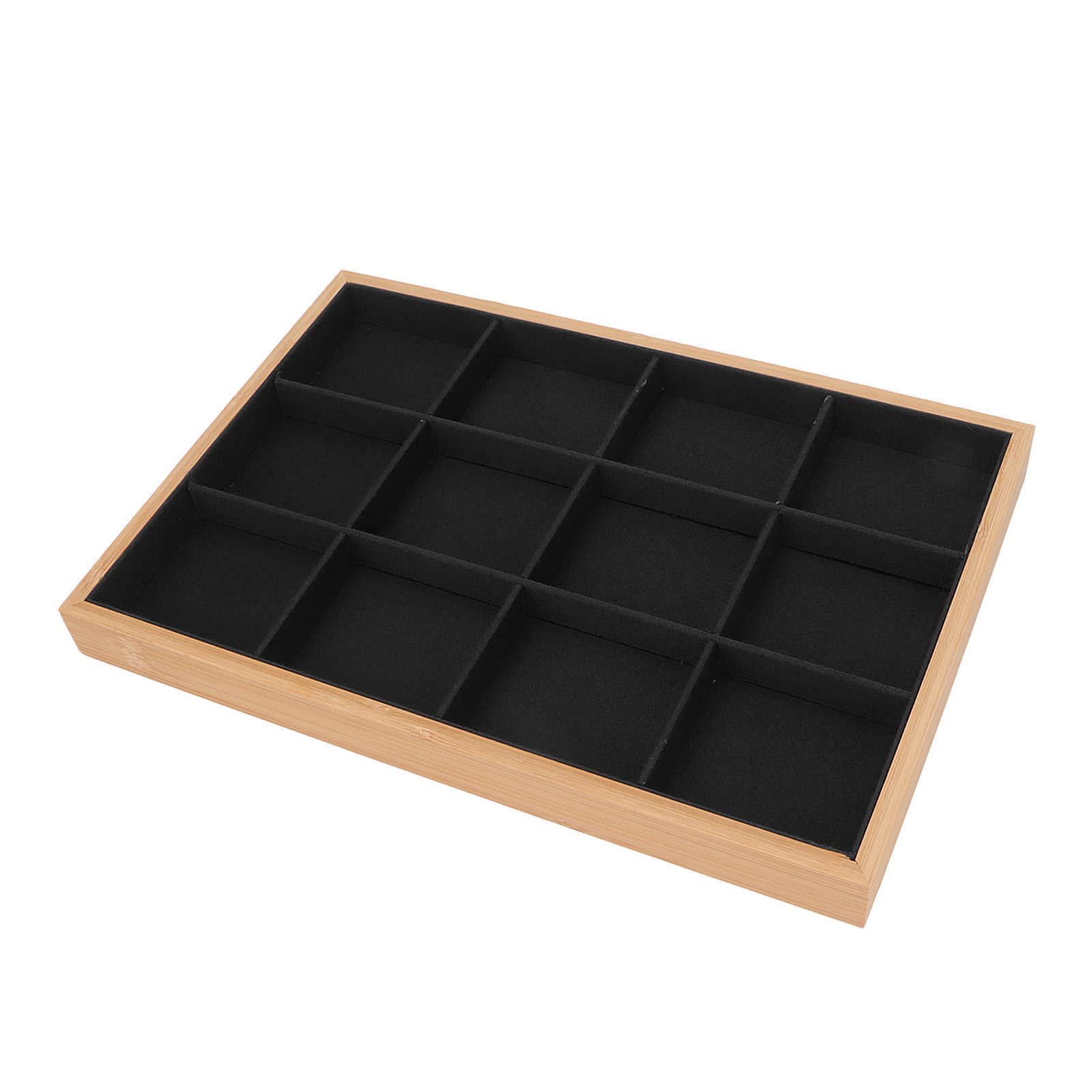 Plateau à bijoux à 12 grilles noir avec tiroir de rangement pour chambre