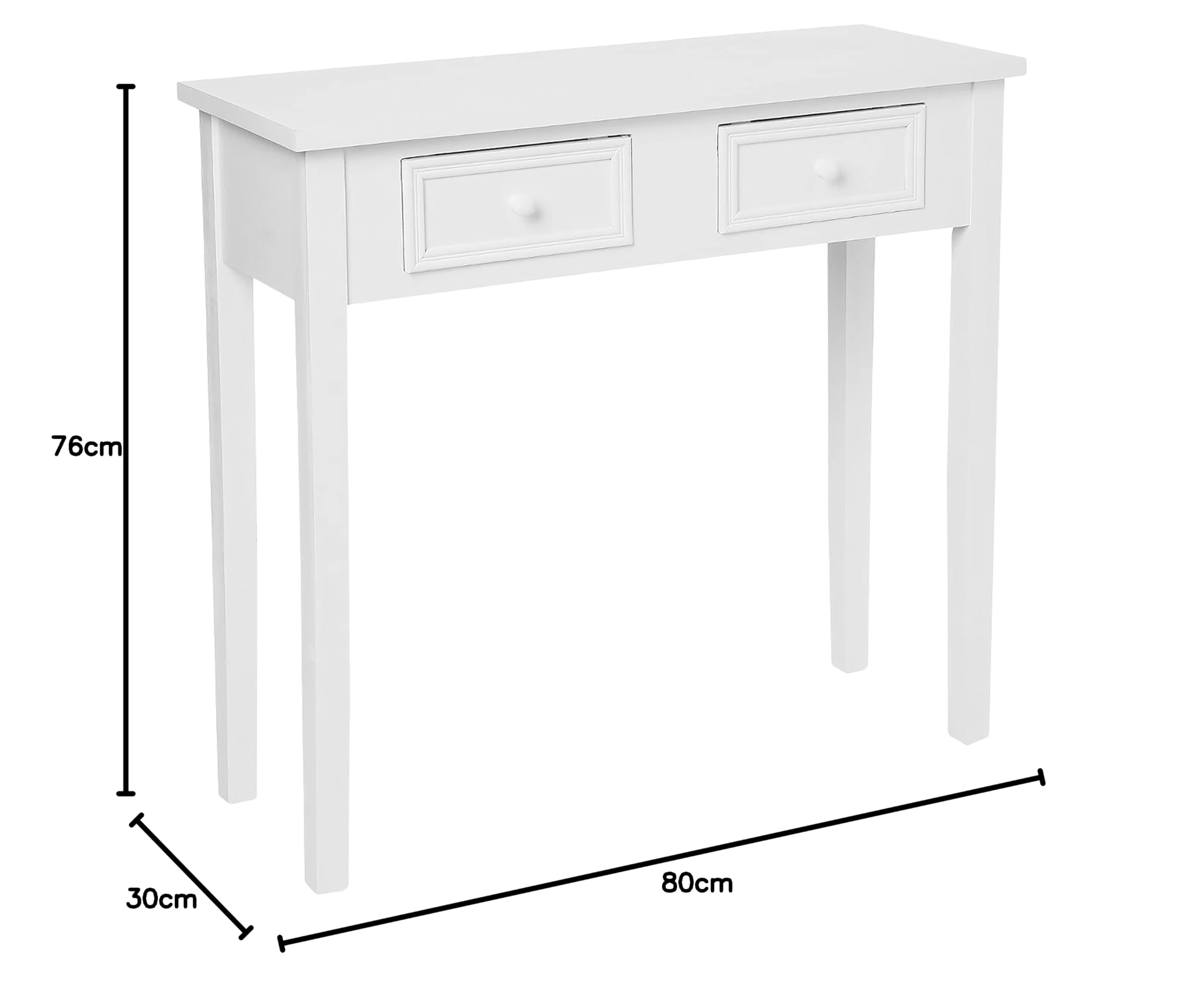TIENDA EURASIA® Consola Mesa de Entrada - Mueble Recibidor - Estilo Clásico con 2 Cajoneras - 80 x 30 x 76 cm (E)