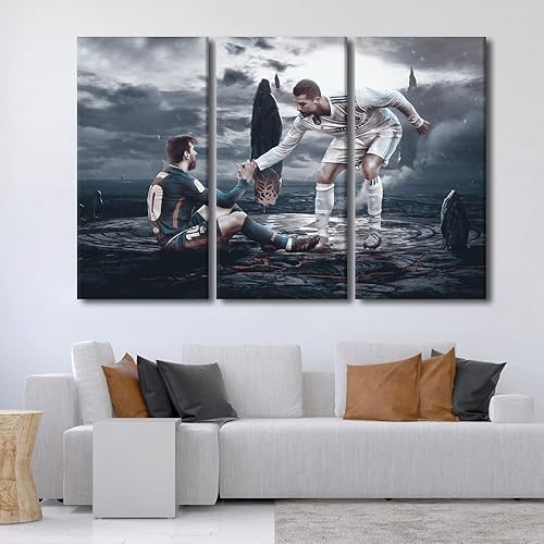 Miniatura 227 de TISHIRON 3 paneles CR7 Cristiano Ronaldo - Póster en lienzo para decoración de pared, pelota deportiva, casa moderna, para club, arena, sala