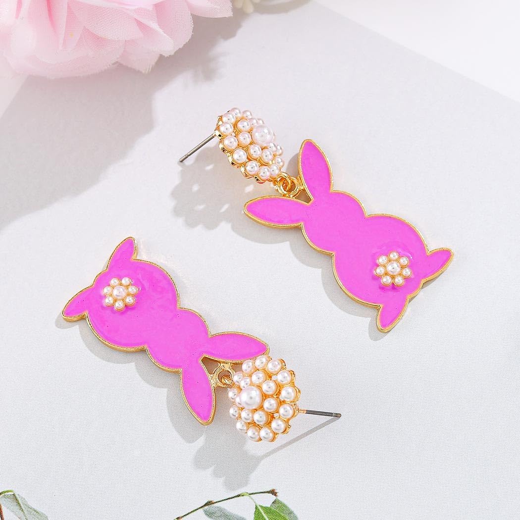 Easter Earrings Colorful Rabbit Bunny Egg Earrings Dangle Funny Dripping Oil Festival Earrings for Women image 5