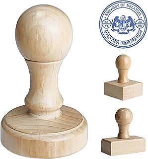 Custom Stamp – Personalized Wooden Rubber Stamp with Logo, Name, and Address, Upload Your Own Design, Multiple Sizes for Branding & Crafting (Round)
