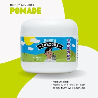 JOHNNY B. Juniors Hair Styling Pomade 2 oz. Jar Curly or Straight Hair for Kids