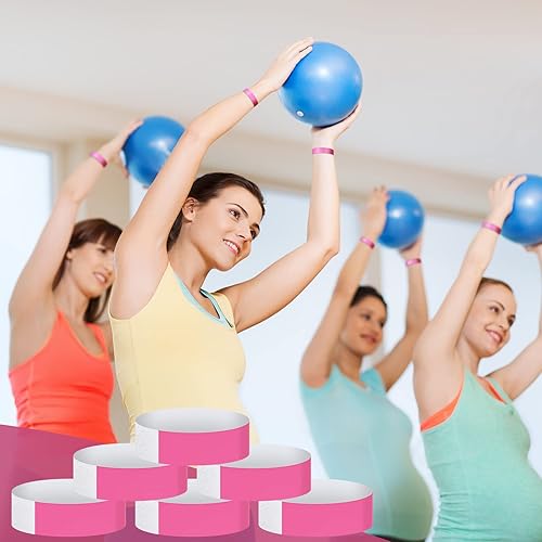 Vista 3 de Paquete de 600 pulseras de papel para eventos, pulseras de neón para fiestas, de colores, impermeables, bandas de brazo de papel, identificación Rosa