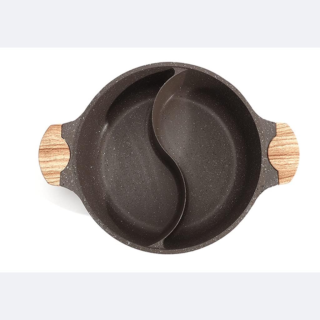 Pan S Hot Pot Yuanyang Guo Electromagnetic Stove Gas Universal Thicken Non Stick Frying Pans(28cm S POT with lid)