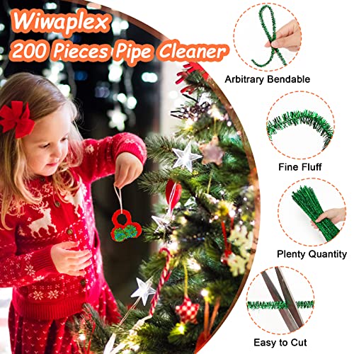 Wiwaplex 200Pcs 12" X 6Mm Glitter Tinsel Creative Arts Chenille Stems Sparkle Pipe Cleaners For Diy Craft Projects (Green) #TOP2