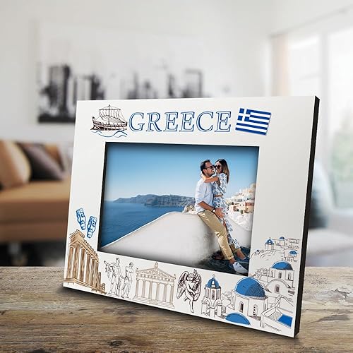 Vista 2 de ELLA BUSTA - Marco de fotos Grecia para boda, compromiso, luna de miel, vacaciones en Grecia, símbolos de diseño con impresión UV