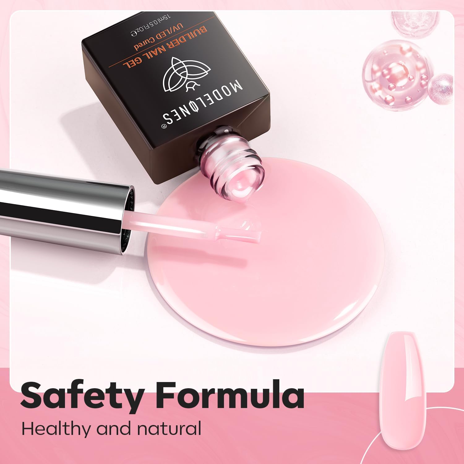 Modelones Różowy żel do stylizacji paznokci profesjonalny 8 w 1, żel do paznokci 15 ml, do przedłużania, odnawiania, akrylowego, półtrwałego podkładu, zdobienia paznokci