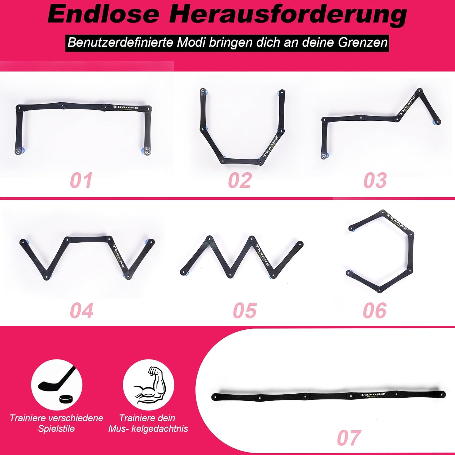 Hockey Training Equipment - Adjustable Hockey Trainer for Stick Handling & Puck Control | Portable Training Aids for Kids & Adults | On/Off Ice Use，5/7 Sections