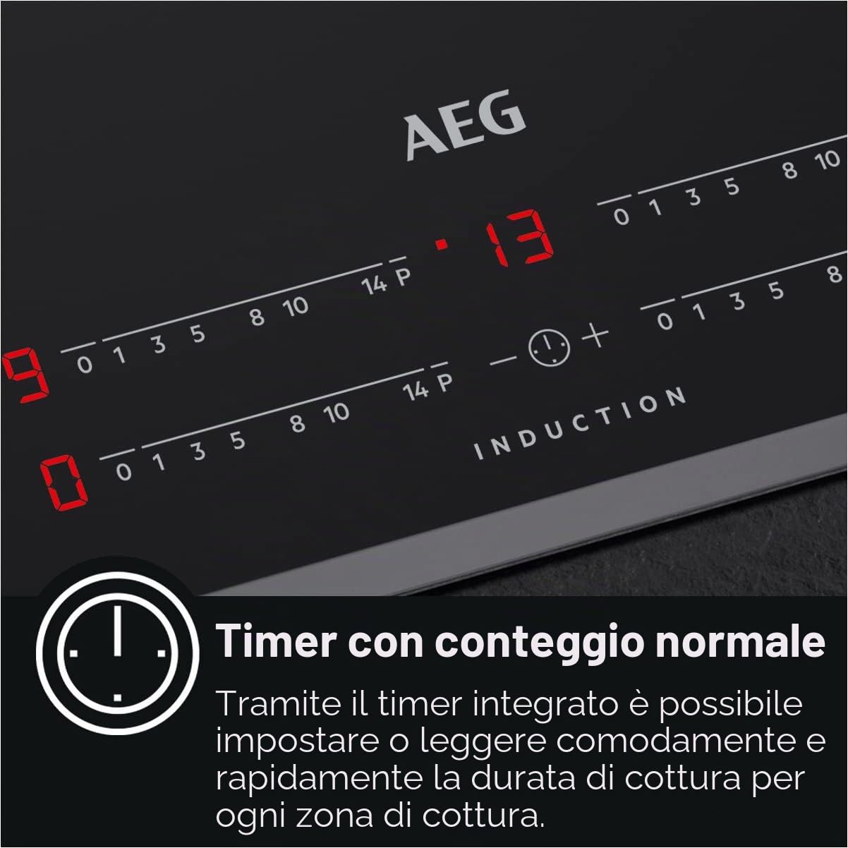 AEG IKE64441XB - Piano cottura autosufficiente, a induzione, serie 6000 con bridge, Hob²Hood con funzione Slider, 60 cm, telaio in acciaio inox, 4 zone di cottura, funzione bridge, funzione di